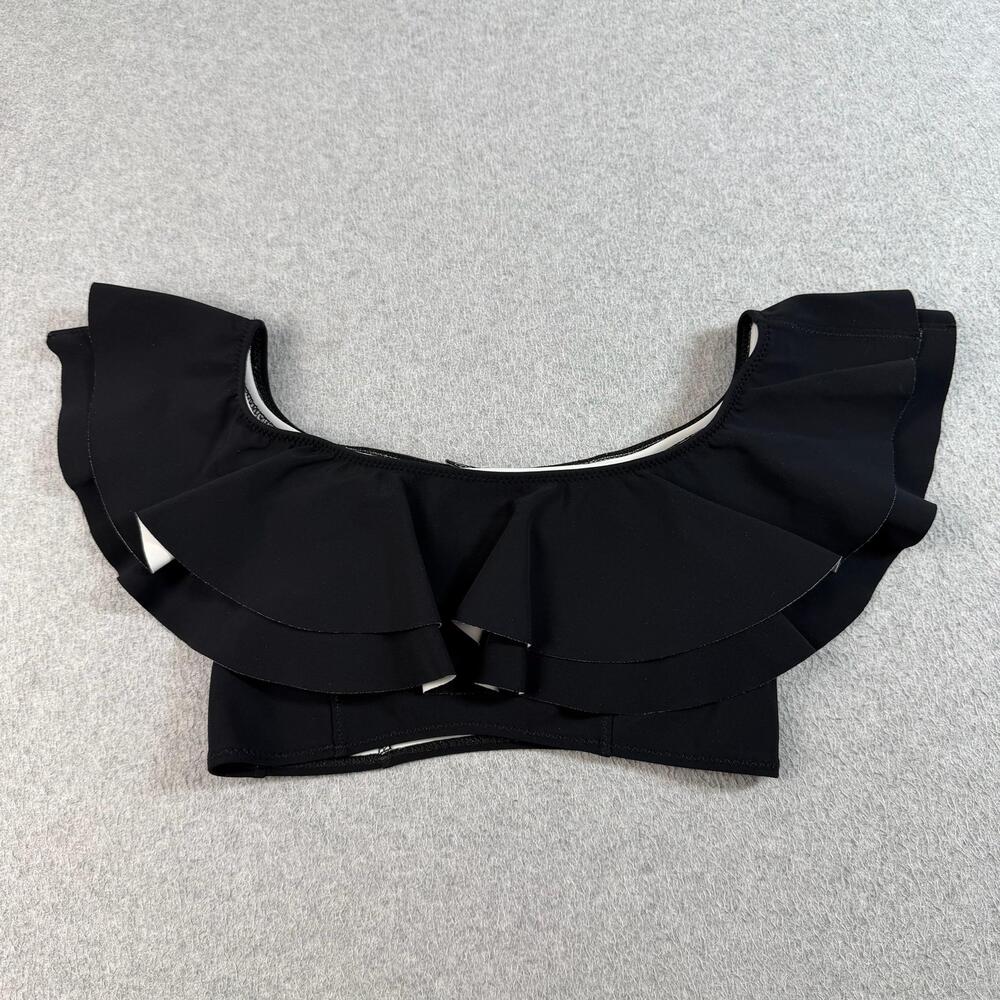 Lisa Marie Fernandez Bikini Top Women Medium Black Ruffle Bandeau Swim Cruise